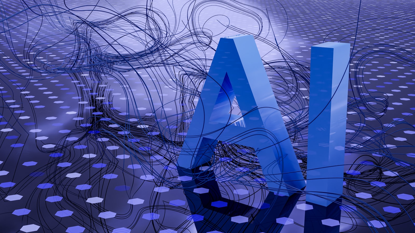 Abstract glowing network of connected nodes representing a neural network